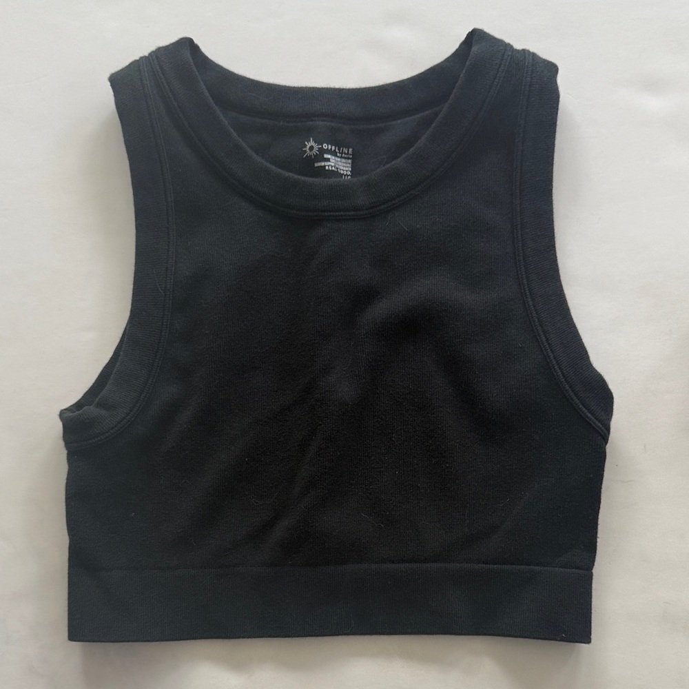 Black Sleeveless Cropped Tank Top